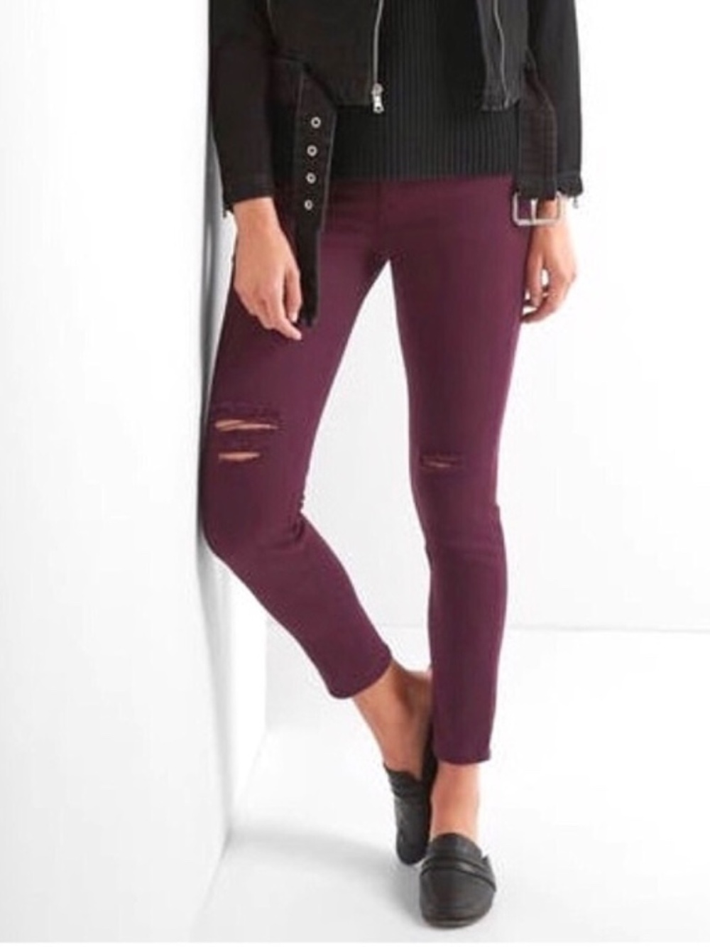 GAP 1969 Easy Ankle Stretch Distressed Legging Jeans